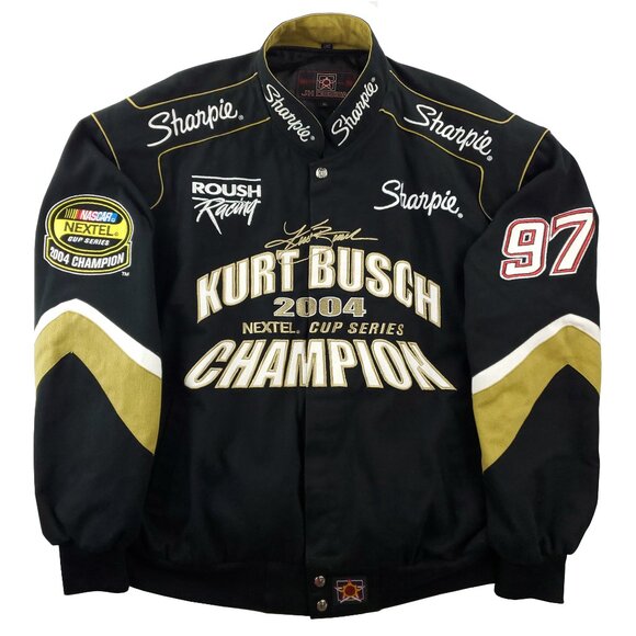 NASCAR Vintage Racing Jacket Kurt Busch 97 Cup Champion 2004 JH Design Y2K XL - Picture 1 of 15